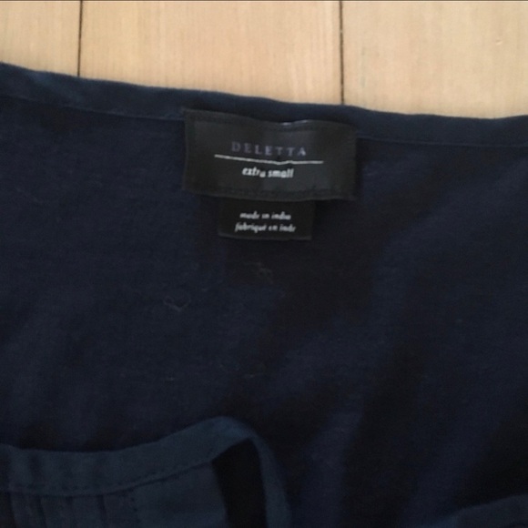 Anthropologie Deletta Navy Screen Striped Pintuck - Picture 4 of 6